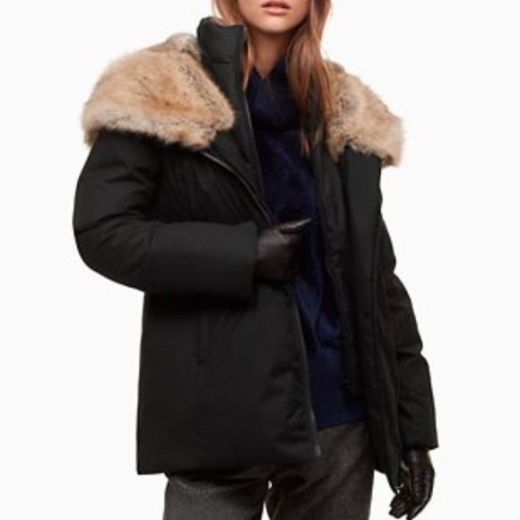 Babaton Harrison faux-fur parka in Navy blue , size S - Picture 2 of 8